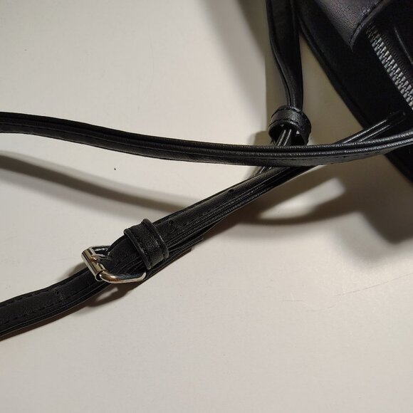 NINE WEST Purse Faux Black Leather Tri Compartment Compact Crossbody Bag - Picture 10 of 14